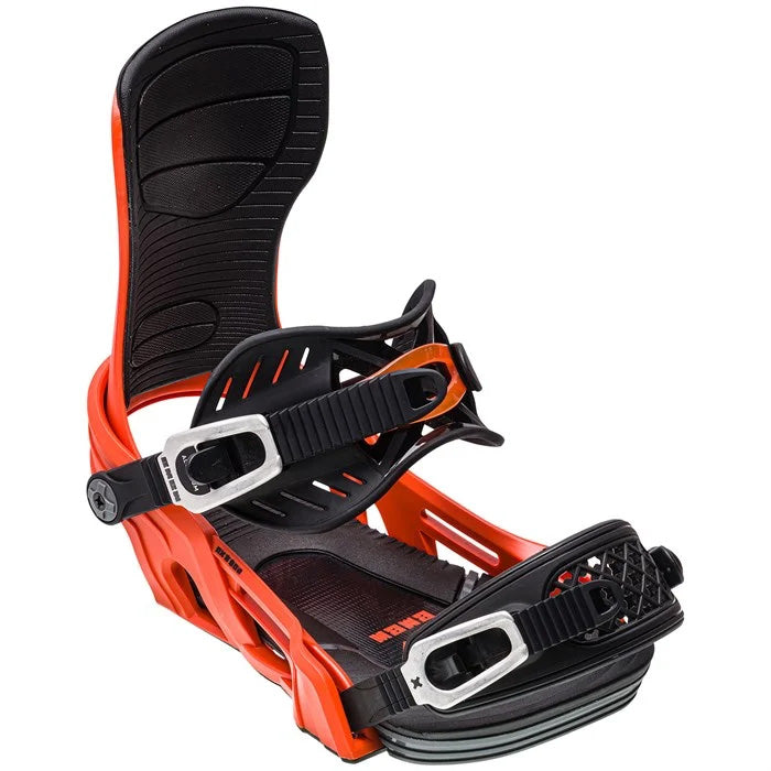 Bent Metal Axtion snowboard bindings (orange) available at Mad Dog's Ski & Board in Abbotsford, BC.