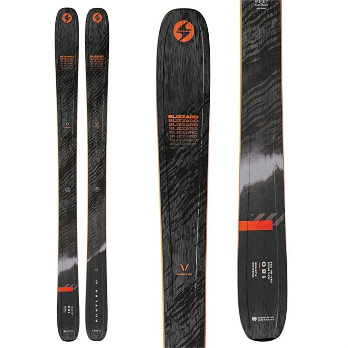 2025 Blizzard Rustler 10 skis (black) available at Mad Dog's Ski & Board in Abbotsford, BC.