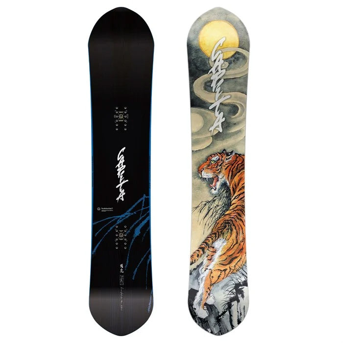 2025 Capita Kazu Kokomo Pro snowboard (Tiger Graphic, black base) available at Mad Dog's Ski & Board in Abbotsford, BC.