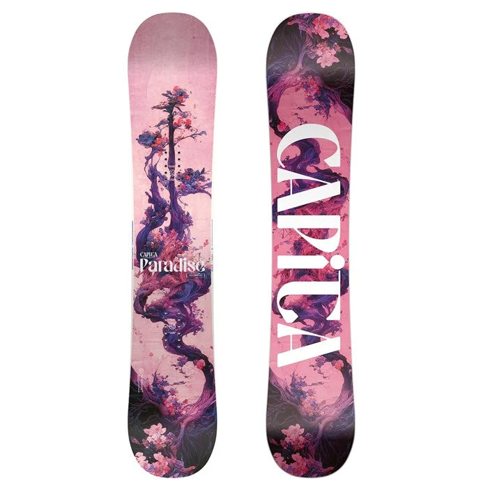 2025 Capita Paradise women's snowboard (pink graphics) available at Mad Dog's Ski & Board in Abbotsford, BC.