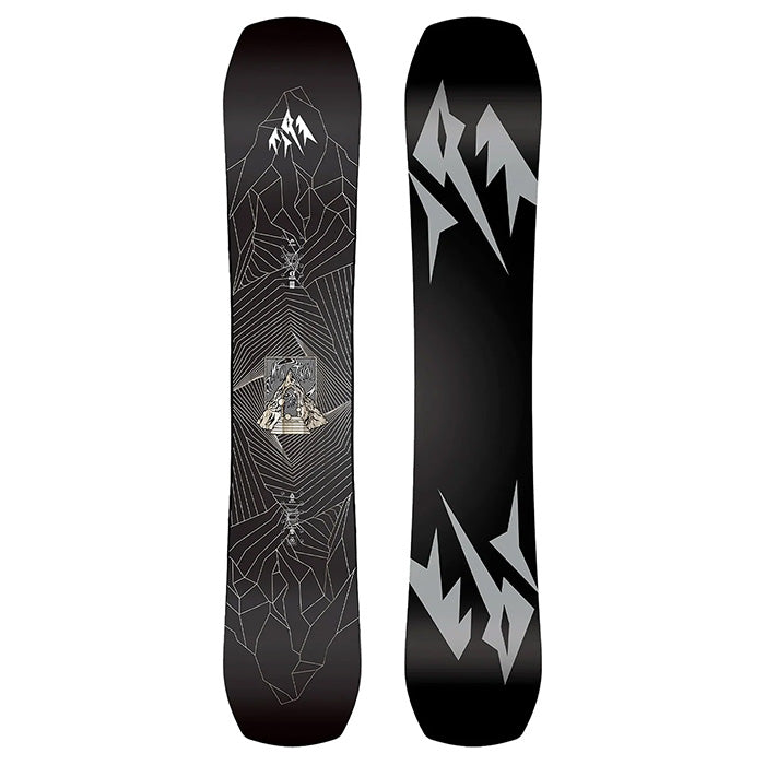 2025 Jones Mountain Twin Pro snowboard (black mountain graphic) available at Mad Dog's Ski & Board in Abbotsford, BC.