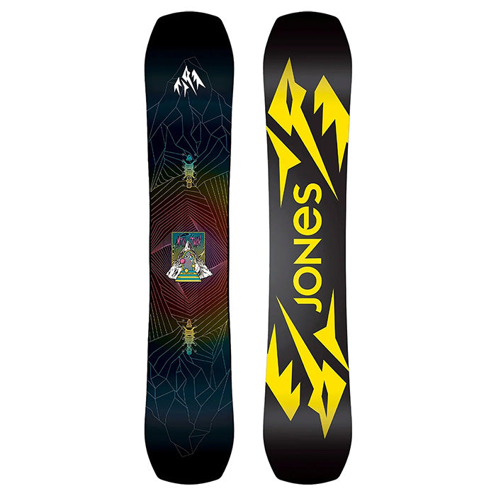 2025 Jones Mountain Twin snowboard (yellow, black base) available at Mad Dog's Ski & Board in Abbotsford, BC.