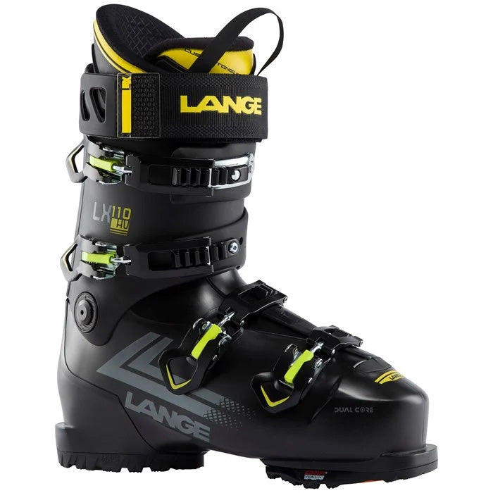 Lange LX 110 HV GW ski boots (black/yellow) available at Mad Dog's Ski & Board in Abbotsford, BC.