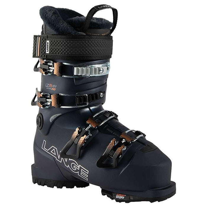 2025 Lange LX 85 HV GW women's ski boots (navy) available at Mad Dog's Ski & Board in Abbotsford, BC.