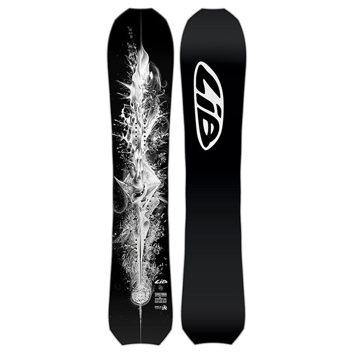 2025 Lib Tech Orca snowboard (black w. orca graphic) available at Mad Dog's Ski & Board in Abbotsford, BC.