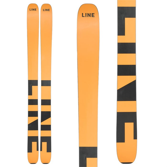 2024 Line blade optic 114 skis (yellow base) available at Mad Dog's Ski & Board in Abbotsford, BC.