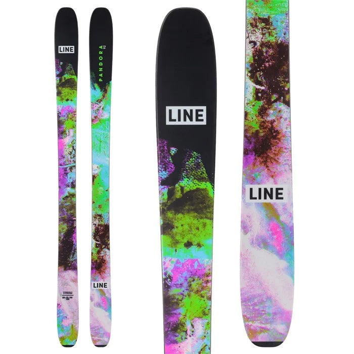 2025 Line Pandora 92 skis (top sheet) available at Mad Dog's Ski & Board in Abbotsford, BC.