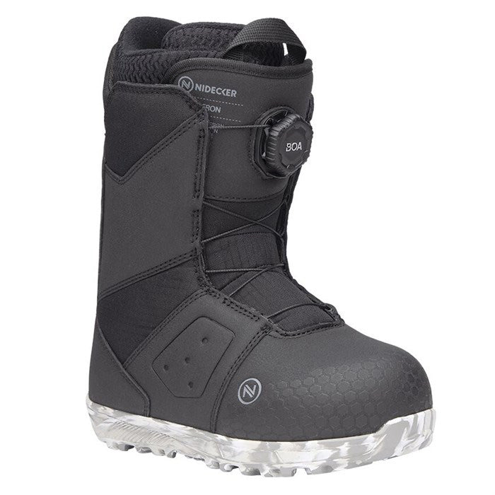 Nidecker Micron junior snowboard boots (black) available at Mad Dog's Ski & Board in Abbotsford, BC.