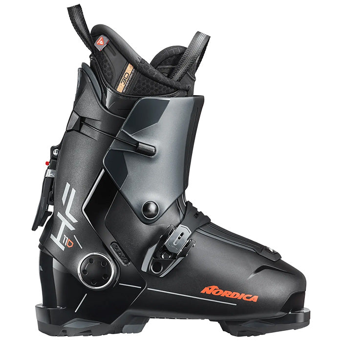 2025 Nordica HF 110 ski boots (black, anthricite, red) available at Mad Dog's Ski & Board in Abbotsford, BC.