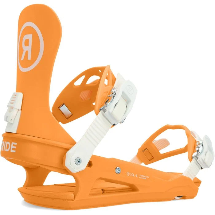 Ride CL-4 snowboard bindings (papaya) available at Mad Dog's Ski & Board in Abbotsford, BC.