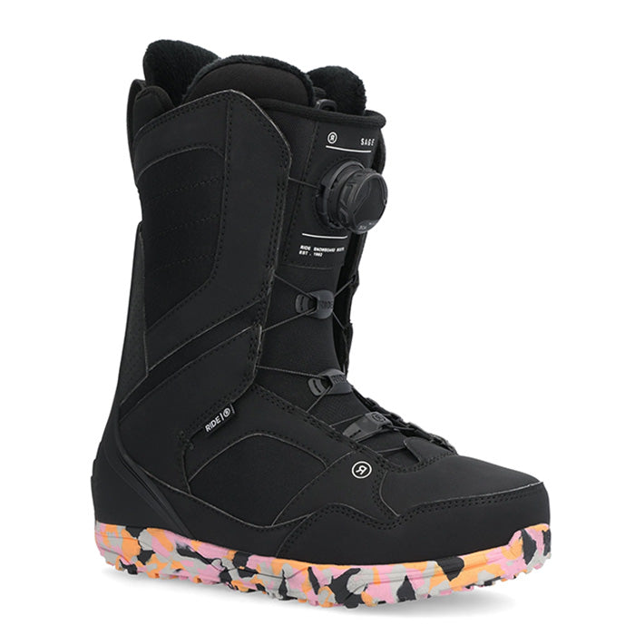 2025 Ride Sage women's snowboard boots (black) available at Mad Dog's Ski & Board in Abbotsford, BC.