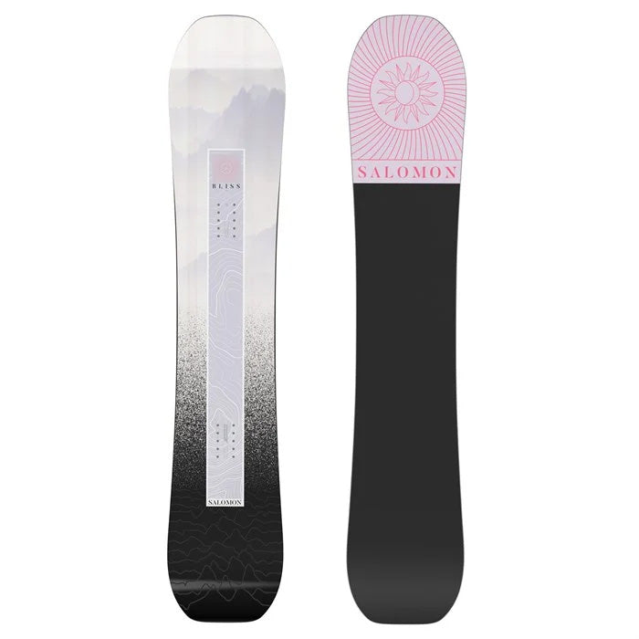 2025 Salomon Bliss women's snowboard (black, pink) available at Mad Dog's Ski & Board in Abbotsford, BC.