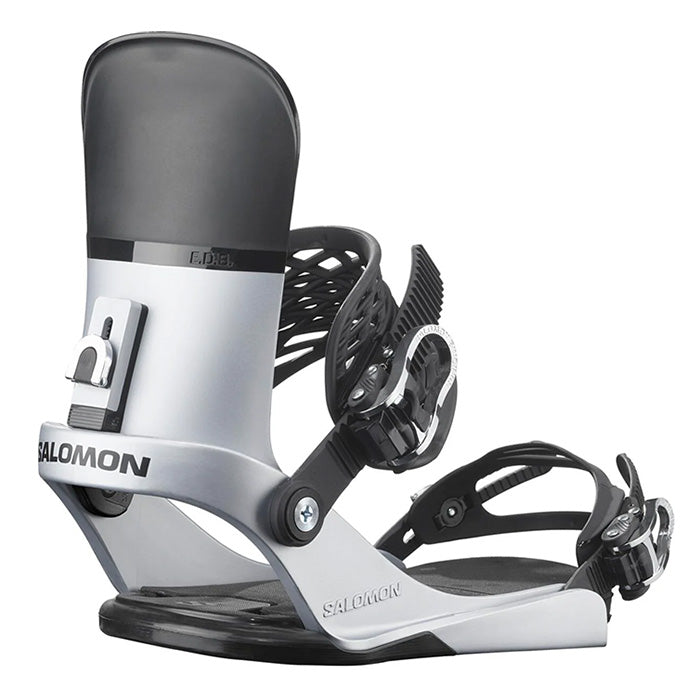 2025 Salomon EDB unisex snowboard bindings (chrome) available at Mad Dog's Ski & Board in Abbotsford, BC.