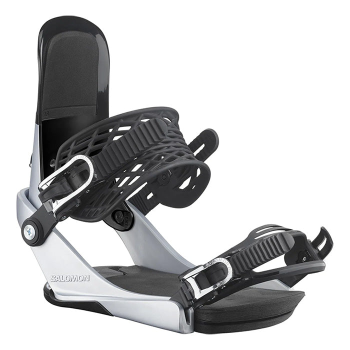 2025 Salomon EDB unisex snowboard bindings (chrome) available at Mad Dog's Ski & Board in Abbotsford, BC.