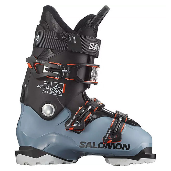 2025 Salomon QST Access 70 T GW junior ski boots (black, copen blue) available at Mad Dog's Ski & Board in Abbotsford, BC.