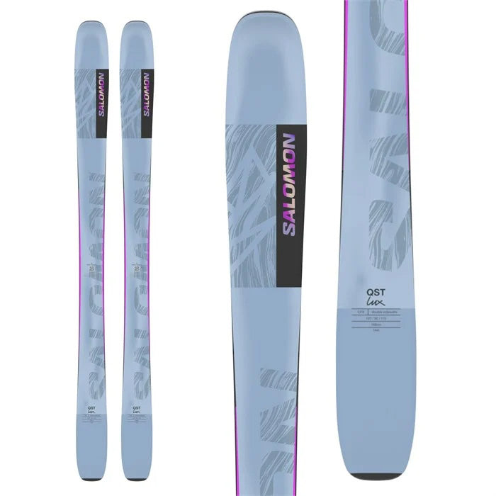 2025 Salomon QST LUX 92 women's skis (top sheet graphic) available at Mad Dog's Ski & Board in Abbotsford, BC.