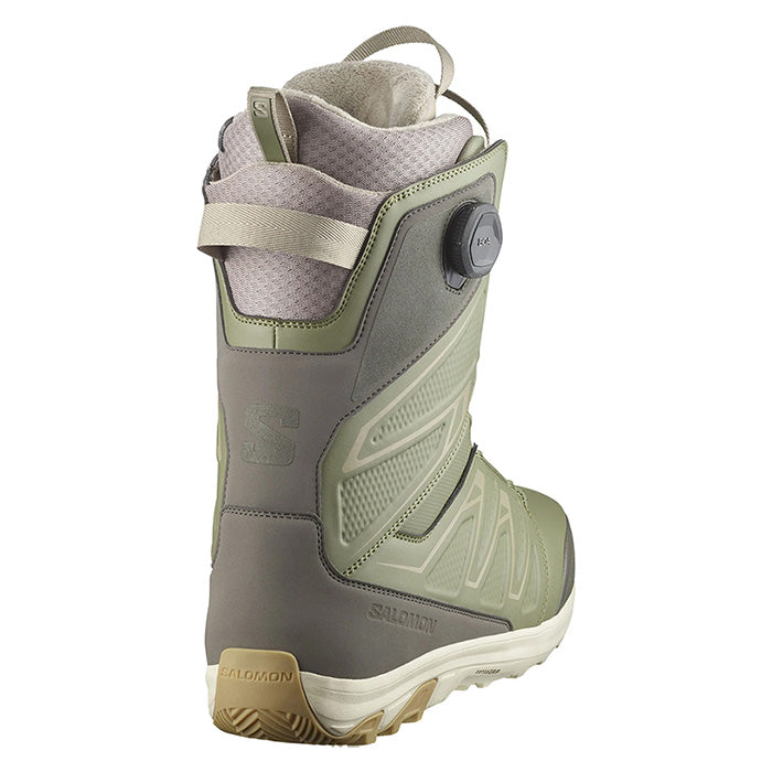 2025 Salomon Launch BOA SJ snowboard boots (Deep Lichen Green / Beluga / Vintage Khaki) available at Mad Dog's Ski & Board in Abbotsford, BC.