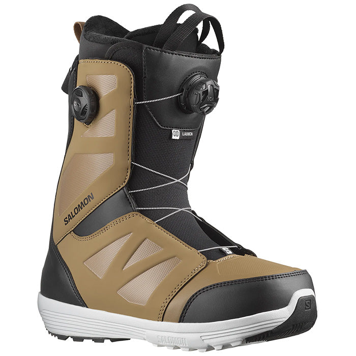 2025 Salomon Launch BOA SJ snowboard boots (Sepia tint / black / white) available at Mad Dog's Ski & Board in Abbotsford, BC.