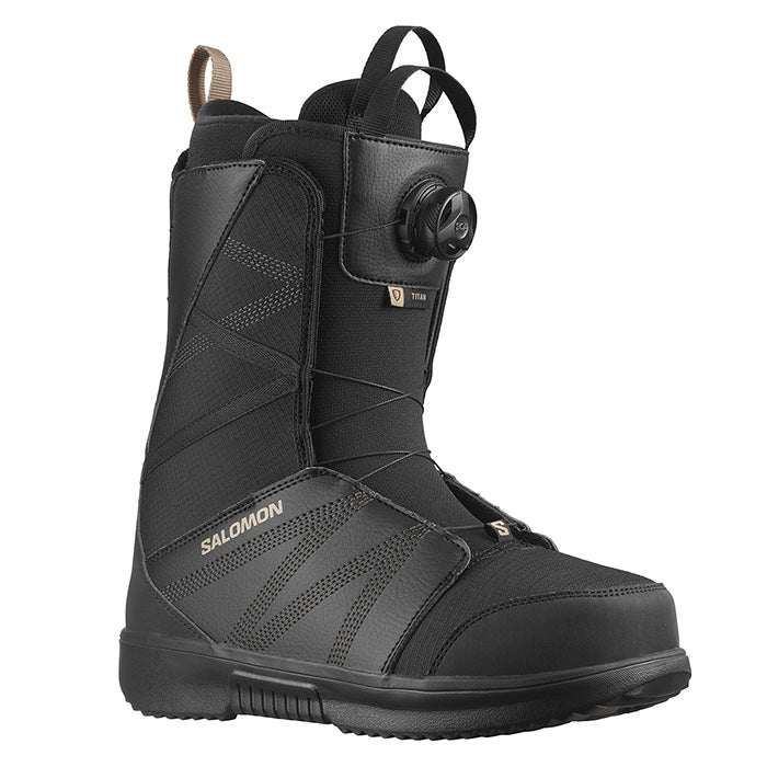 2025 Salomon Titan BOA snowboard boots (black) available at Mad Dog's Ski & Board in Abbotsford, BC.