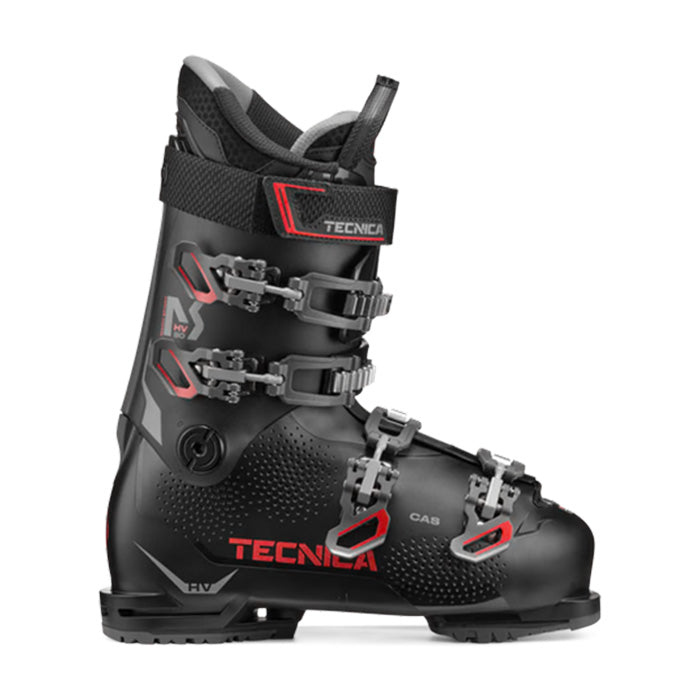 2025 Tecnica Mach Sport HV 80 Ski Boots (black, red) available at Mad Dog's Ski & Board in Abbotsford, BC.