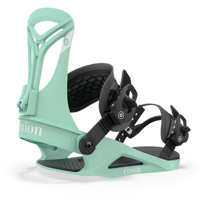 Union Rosa women's snowboard bindings (aqua) available at Mad Dog's Ski & Board in Abbotsford, BC.