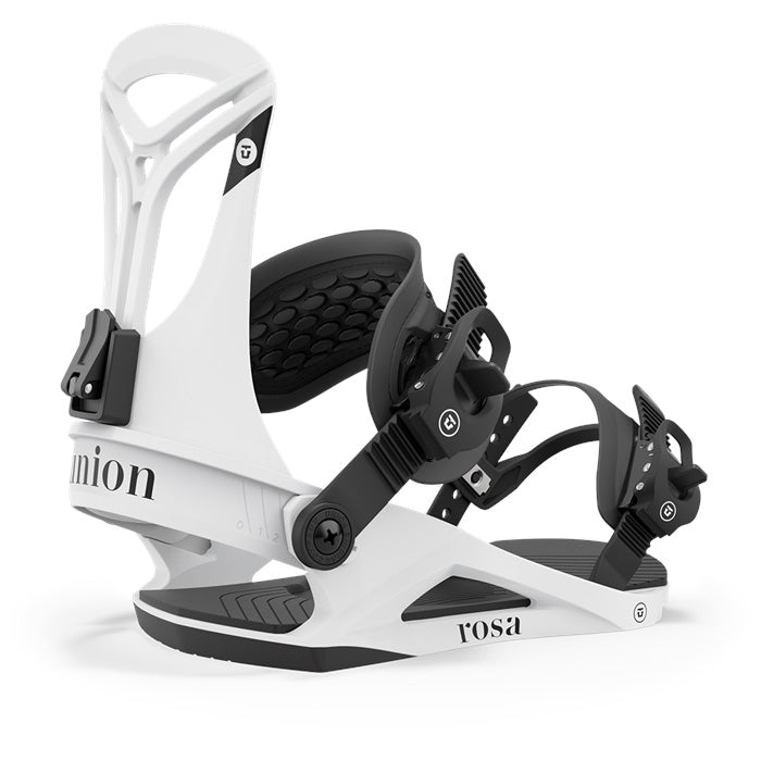 Union Rosa women's snowboard bindings (white) available at Mad Dog's Ski & Board in Abbotsford, BC.