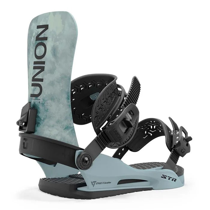 2025 Union STR snowboard bindings (tie dye) available at Mad Dog's Ski & Board in Abbotsford, BC