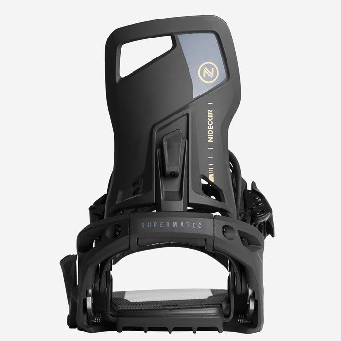 Nidecker Supermatic snowboard bindings (black) available at Mad Dog's Ski & Board in Abbotsford, BC.