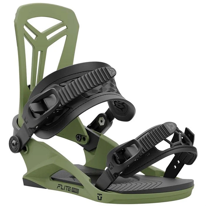 2025 Union Flite Pro snowboard bindings (olive) available at Mad Dog's Ski & Board in Abbotsford, BC.