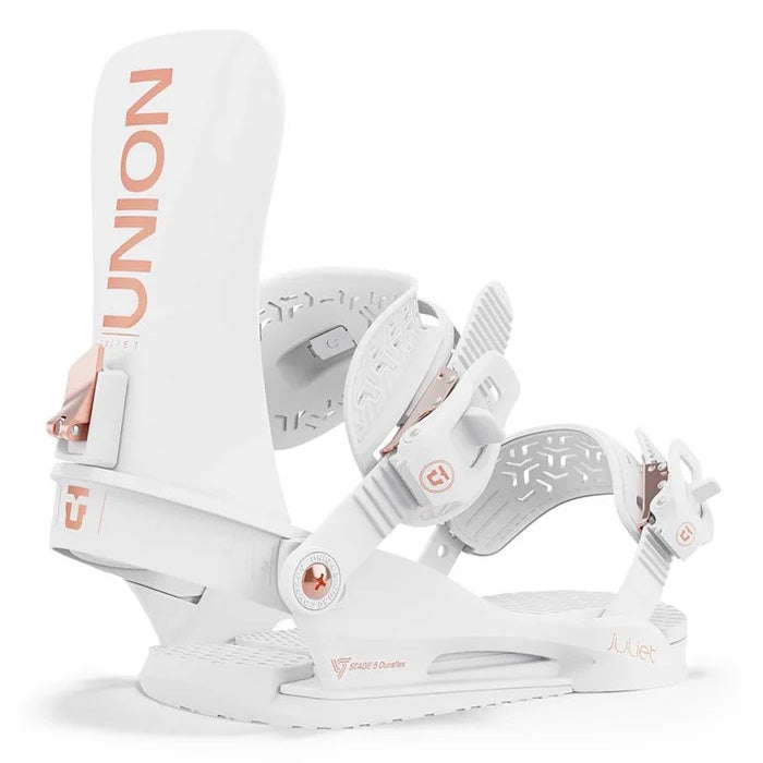 2025 Union Juliet women's snowboard bindings (white) available at Mad Dog's Ski & Board in Abbotsford, BC