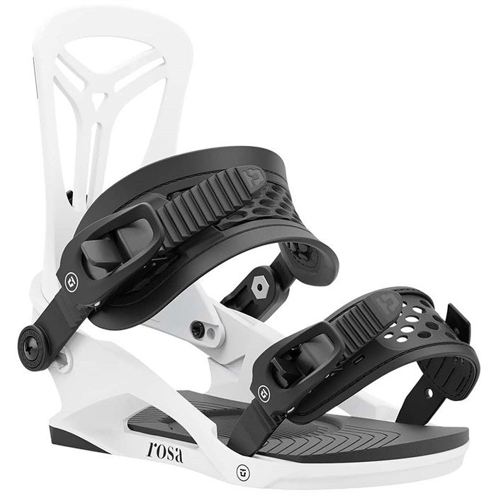 2025 Union Rosa women's snowboard bindings (white) available at Mad Dog's Ski & Board in Abbotsford, BC.