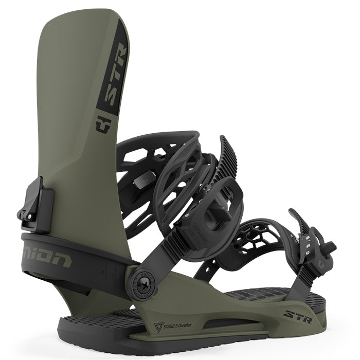 Union STR snowboard bindings (dark green) are available at Mad Dog's Ski & Board in Abbotsford, BC.