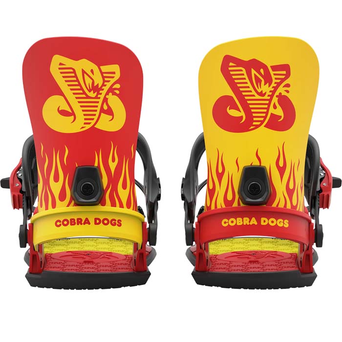 The 2023 Union Cobra Dogs snowboard bindings are available at Mad Dog's Ski & Board in Abbotsford, BC.