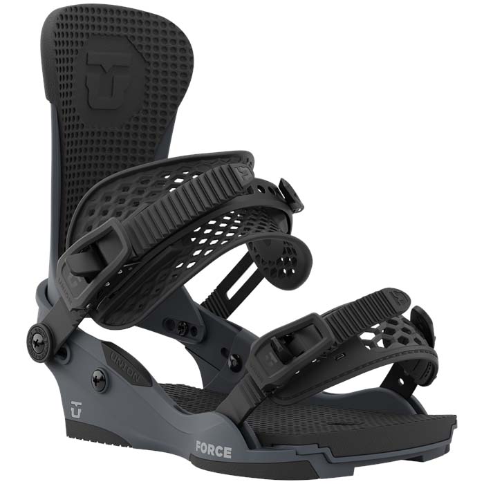 The 2023 Union Force snowboard bindings (grey) are available at Mad Dog's Ski & Board in Abbotsford, BC. 