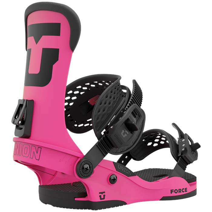 The 2023 Union Force snowboard bindings (pink) are available at Mad Dog's Ski & Board in Abbotsford, BC. 